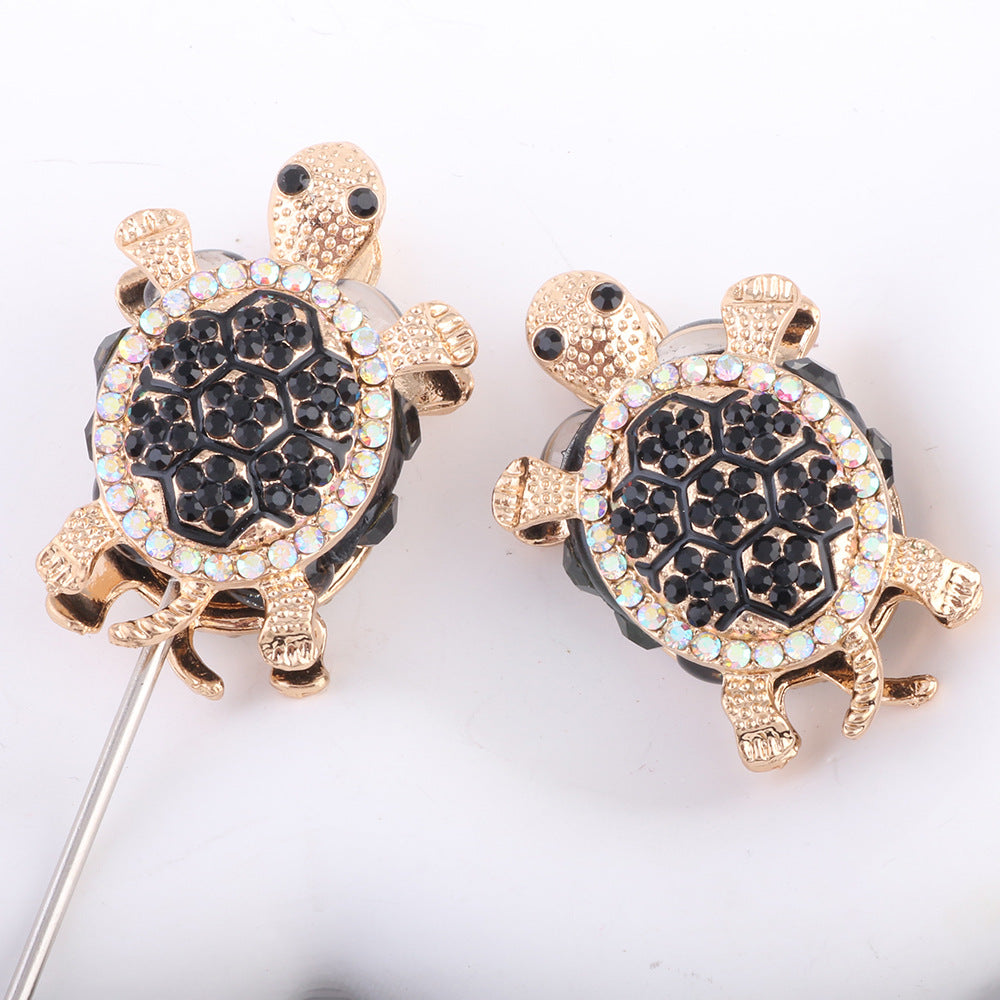 Wholesale Heavy Industry Full Diamond Double-sided Turtle Can Wear Straight Hole Beads DIY Accessories